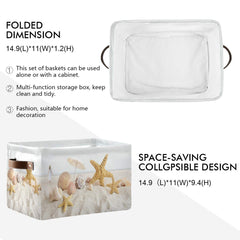 AUUXVA storage basket seashell design adds decor while tidying shelves.