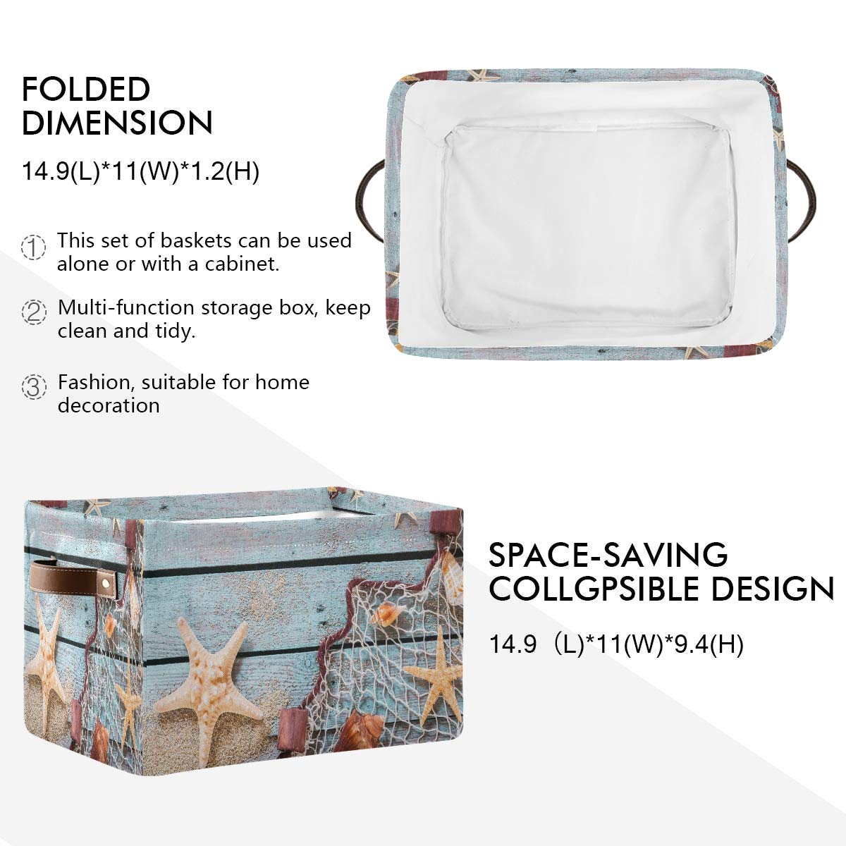 AUUXVA storage basket folded flat for compact storage in small spaces.