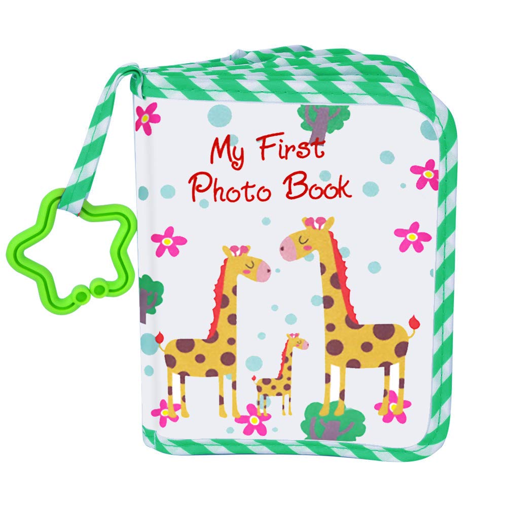 AUVCAS baby photo album with soft cloth front cover, ideal for safe baby handling.