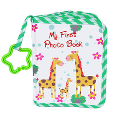 AUVCAS baby photo album with soft cloth front cover, ideal for safe baby handling.