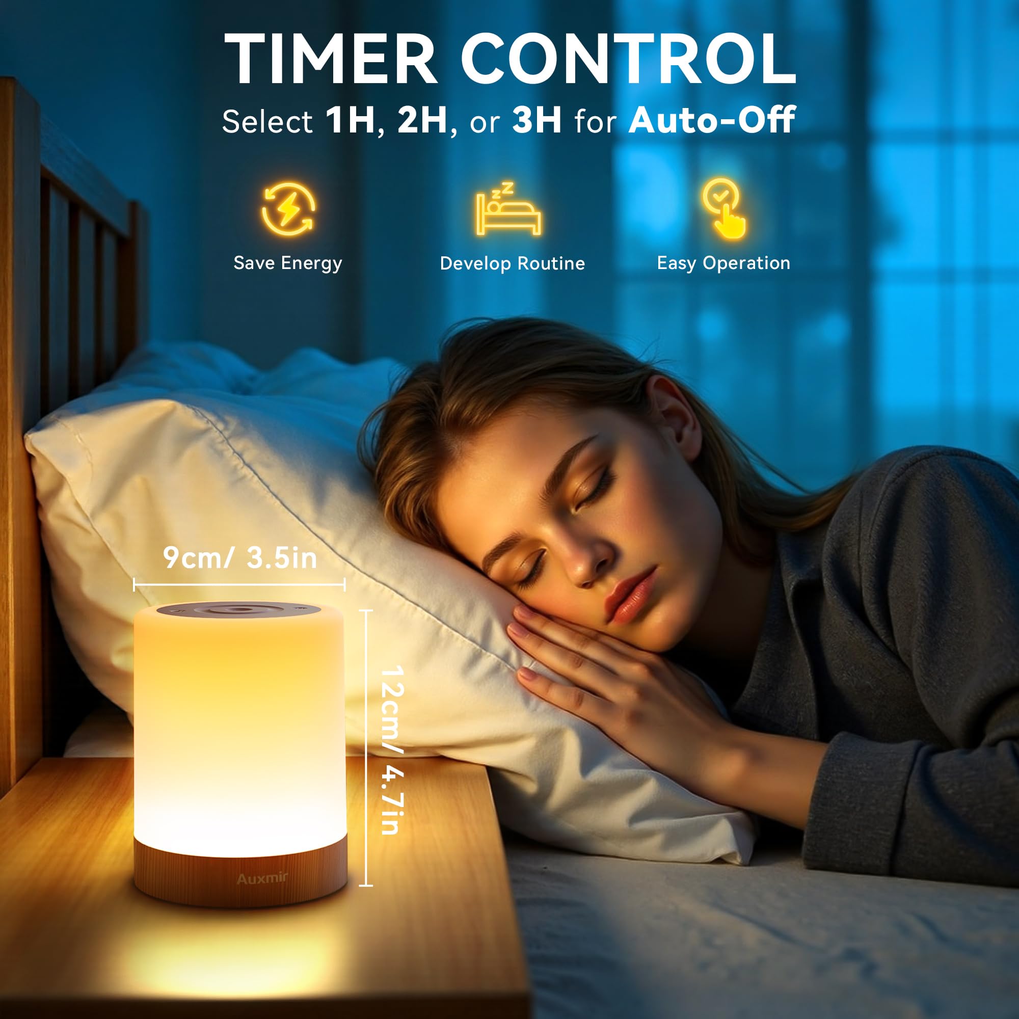 Auxmir portable lamp with hanging hook for on-the-go use