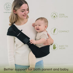 AUYEAZGO Toddler Sling Carrier expandable-hipseat supports growing baby comfortably.