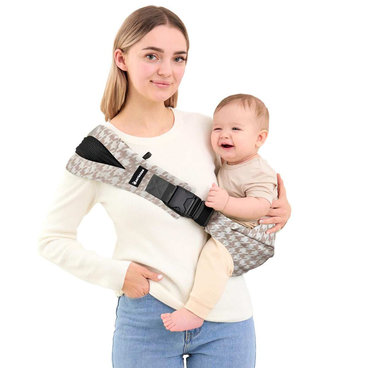 AUYEAZGO Toddler Sling Carrier folded-compact for travel and easy storage.