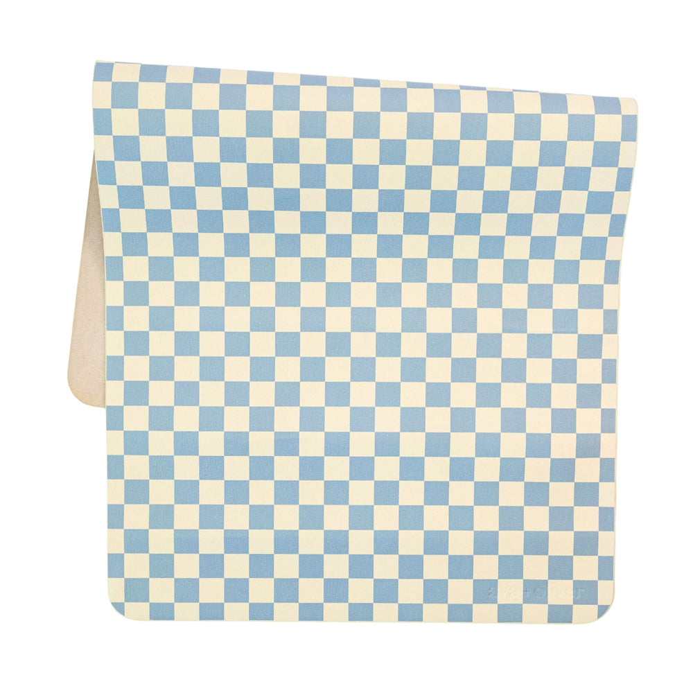 AVA + OLIVER Sky Checker changing mat with soft vegan leather for on-the-go diaper changes