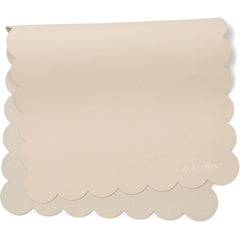 AVA + OLIVER vegan leather changing mat in cream scallop laid flat for easy diaper changes