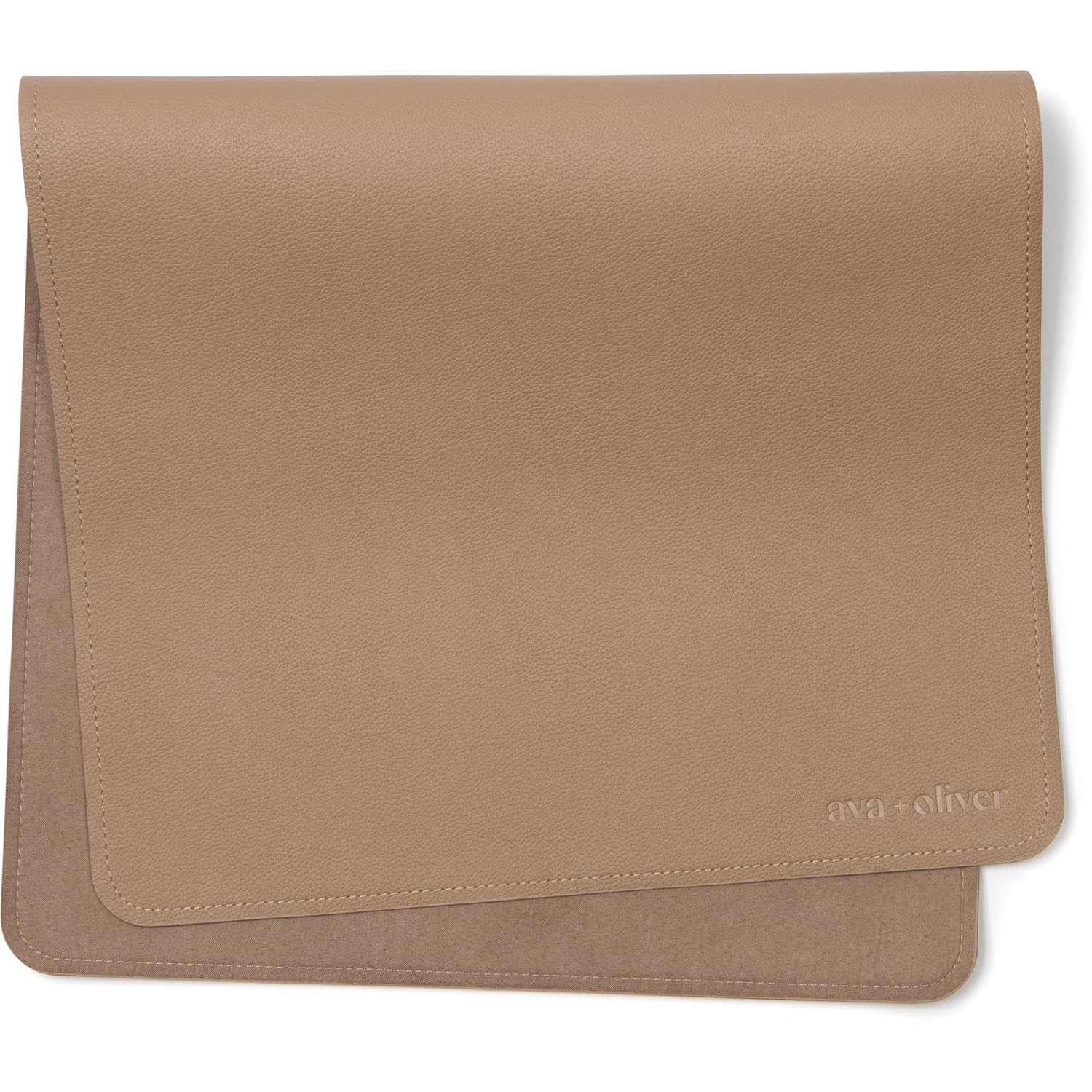 AVA + OLIVER vegan leather changing mat taupe with soft surface and durable build