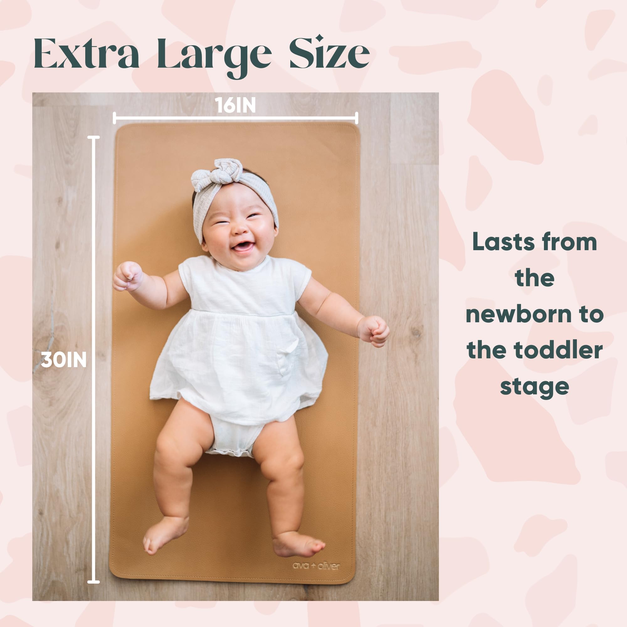 AVA + OLIVER wipe-clean surface for quick diaper changes.