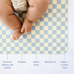 AVA + OLIVER Wipe-clean vegan leather mat, durable and baby-safe for daily use