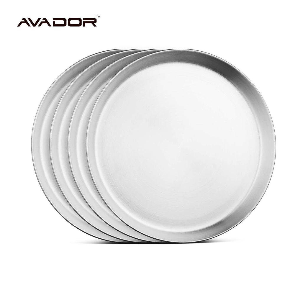 Brushed finish on Avador deep-round plate enhances camping meals.