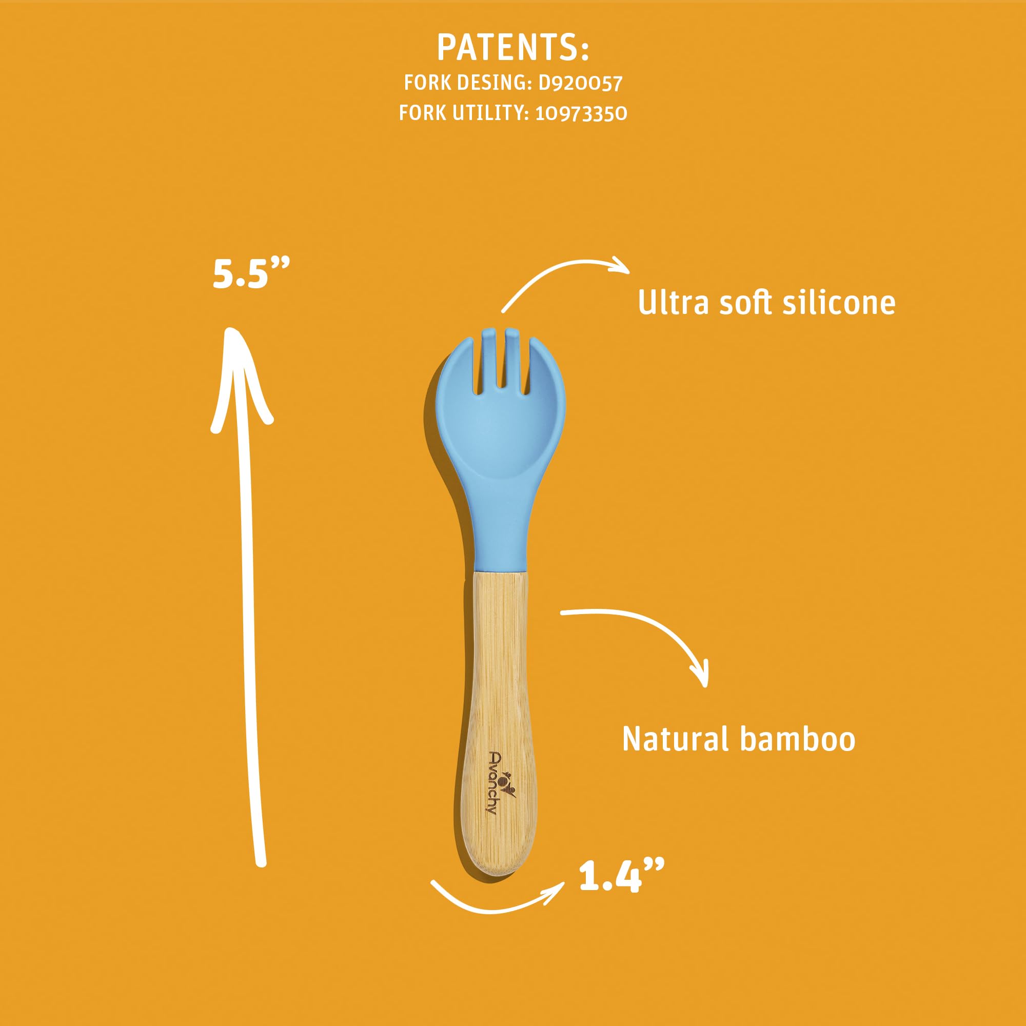Avanchy soft-tip spork highlights gentle gums during meals