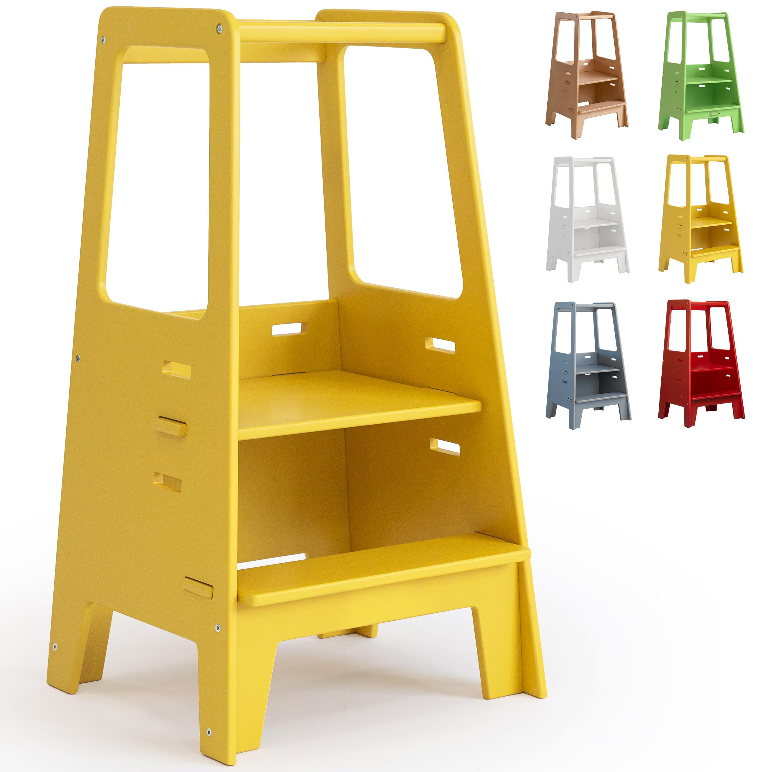 AVDAR Toddler Standing Tower front view shows a compact kitchen helper for safe cooking sessions
