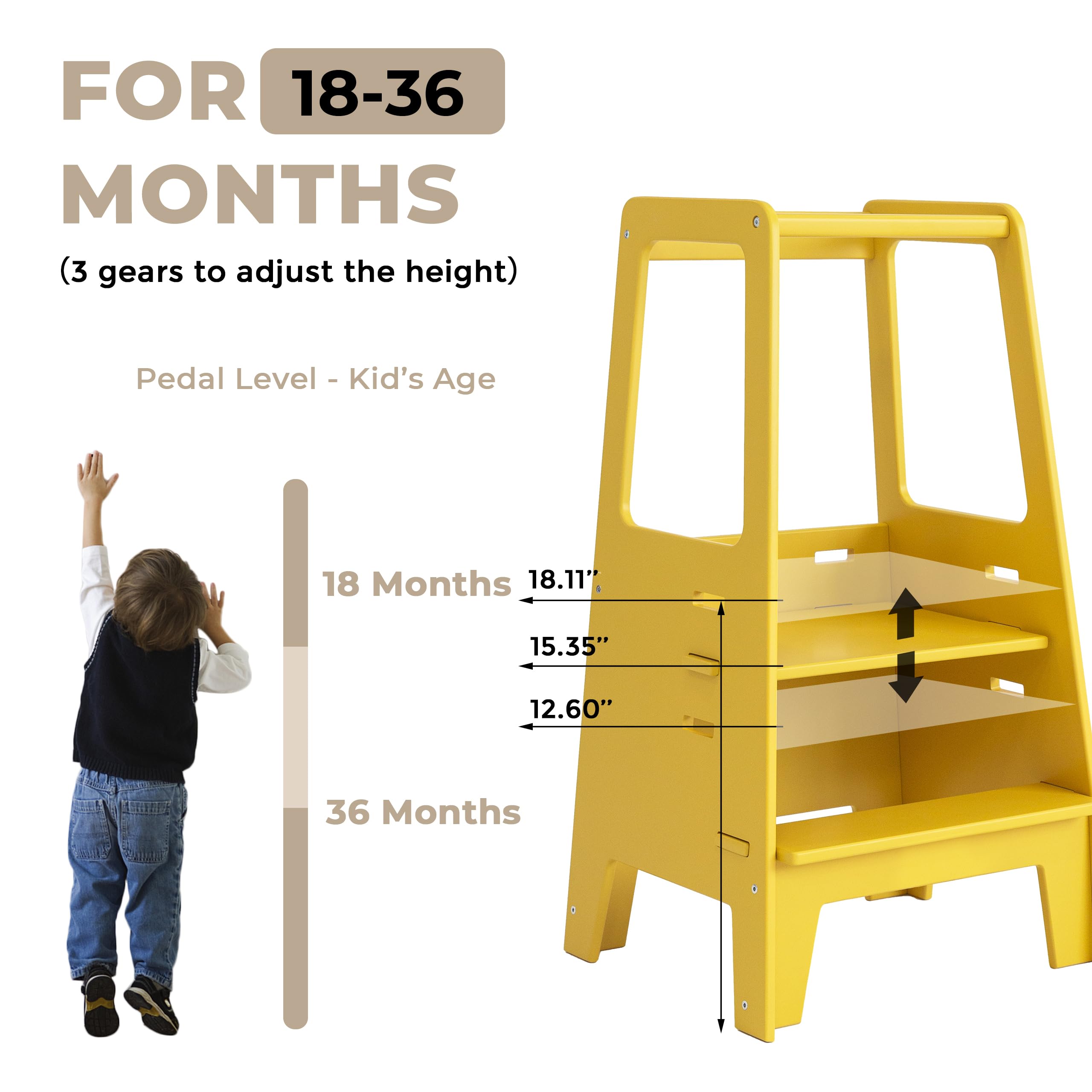 AVDAR Toddler Standing Tower in kitchen usage helps reach counters safely