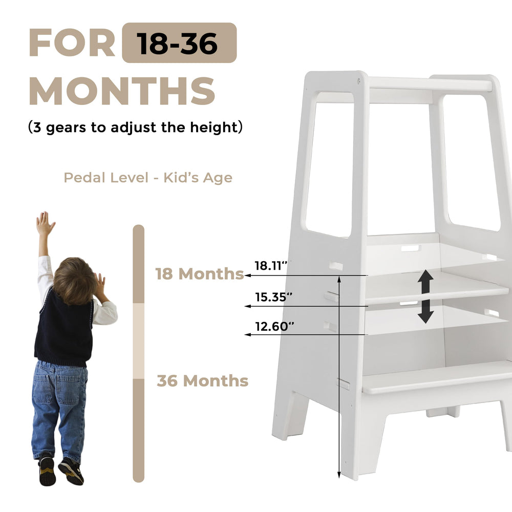 AVDAR wooden toddler stool featuring easy-grip handles for safe climbing.