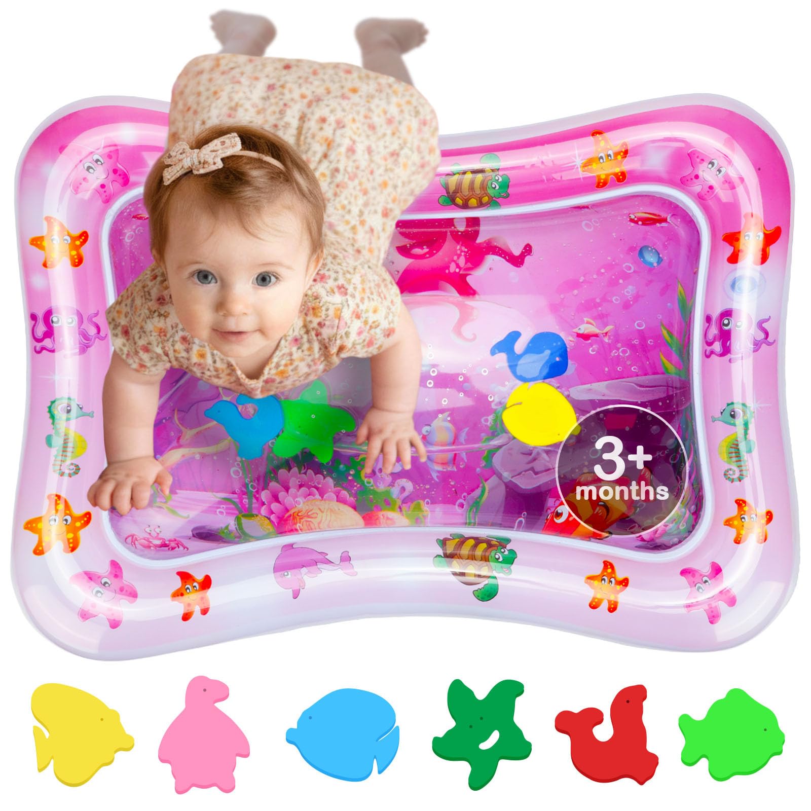 AVEC MAMAN Tummy Time Water Mat center water fill for safe, engaging play