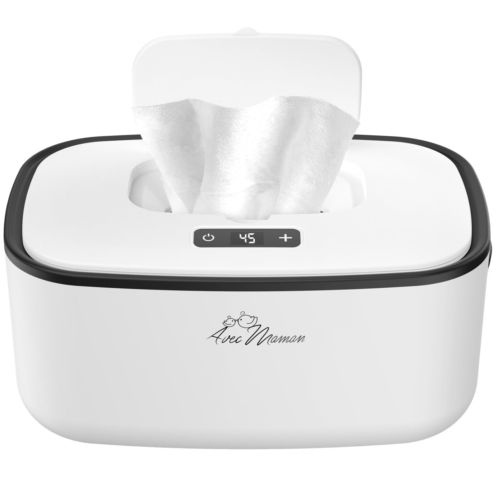 Avec Maman S1 front view wipe warmer with adjustable warmth.