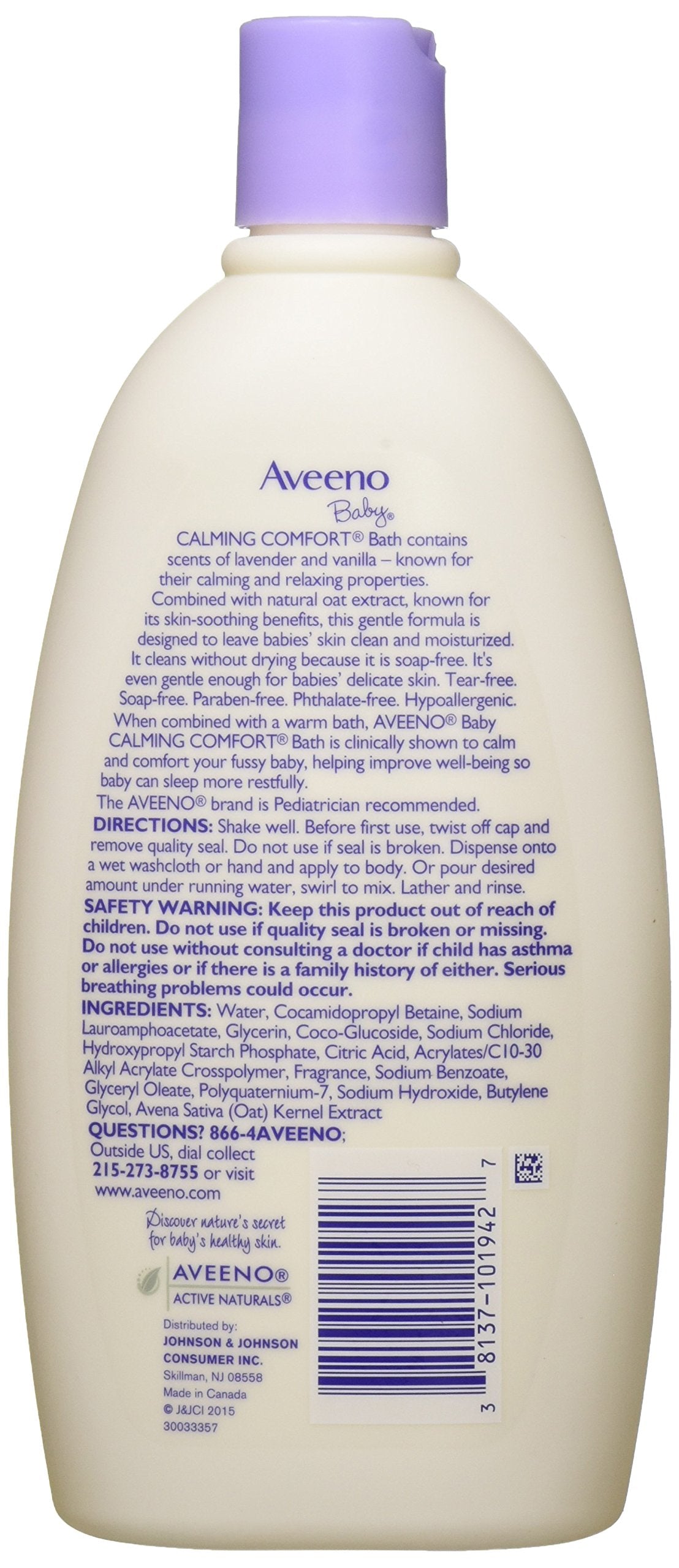 Aveeno Baby Calming Comfort Bath in use during a relaxing bath ritual for soothing skin.