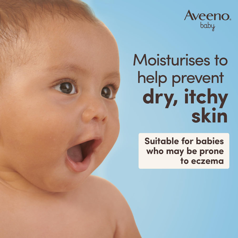 Aveeno Baby Dermexa balm on irritated skin demonstrates calming hydration.