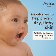 Aveeno Baby Dermexa balm on irritated skin demonstrates calming hydration.