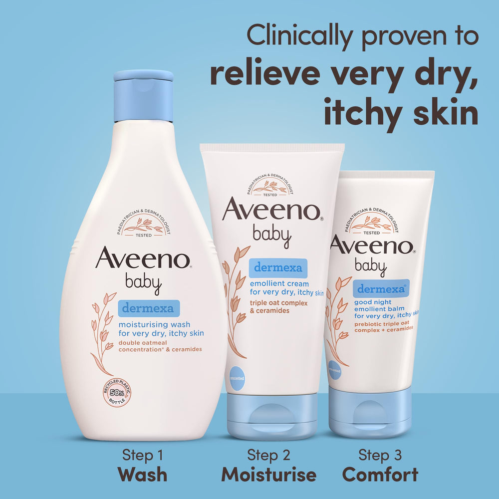 Aveeno Baby Dermexa with Prebiotic Triple Oat Complex and Ceramides illustration.