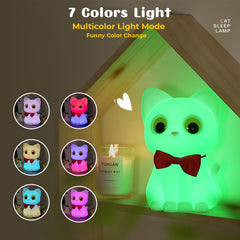 AVEKI kitten night light soft silicone ideal for toddlers.
