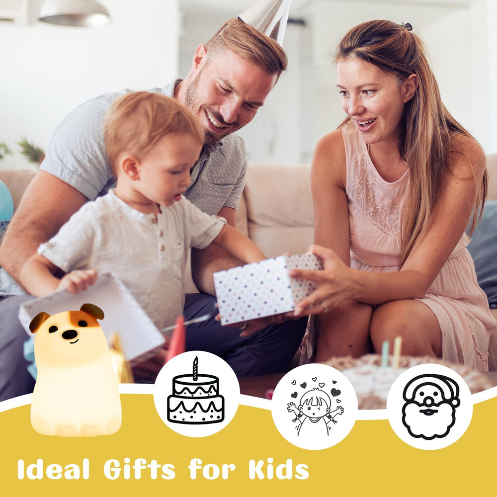 AVEKI Puppy Night Light in nursery or bedside setting; calming glow.