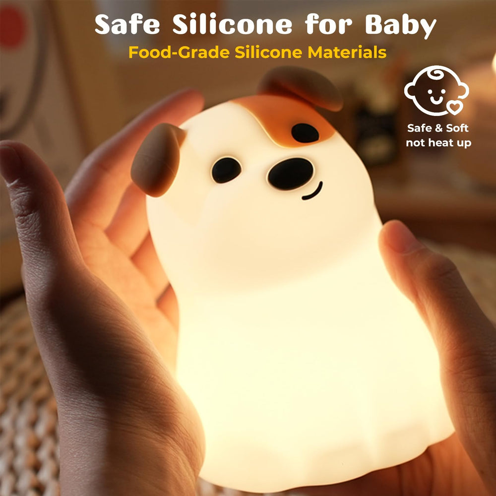 AVEKI Puppy Night Light rechargeable battery; USB charging for cordless use.