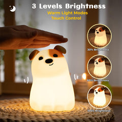 AVEKI Puppy Night Light side view; portable lamp for travel and nurseries.