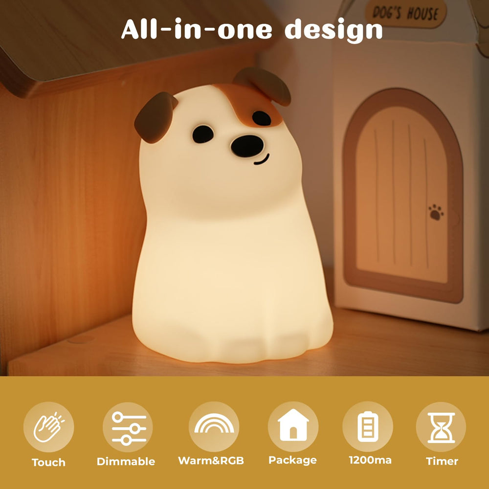 AVEKI Puppy Night Light soft silicone material; BPA-free and cool to touch.