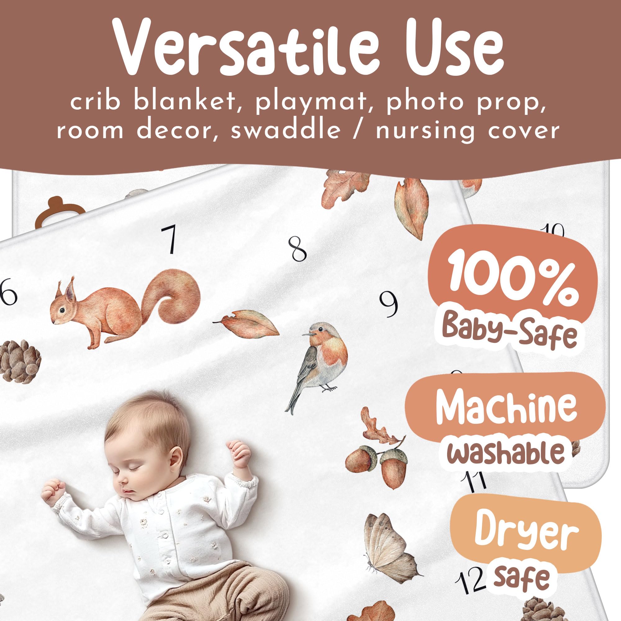 Avenlo woodland animals print on blanket ideal for neutral nursery decor.