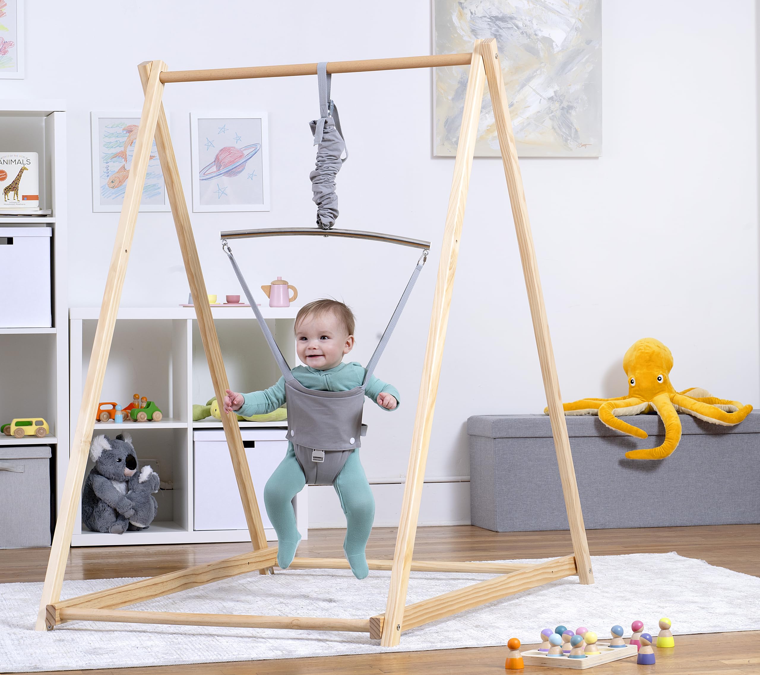 Avenlur Tulip Baby Bouncer frame setup shows stable, safer bouncing for infants and toddlers.