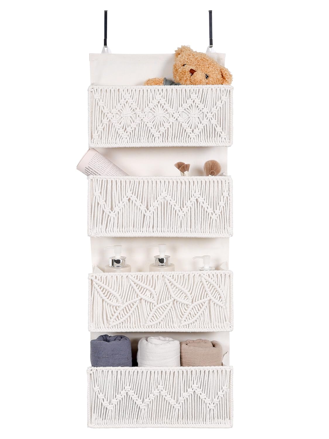 Avidanza leaf weave over-the-door organizer assembly view showing sturdy space-saving storage