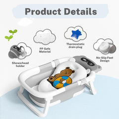 AVIDOR Baby Bathtub with soft cushion interior for gentle bath time.