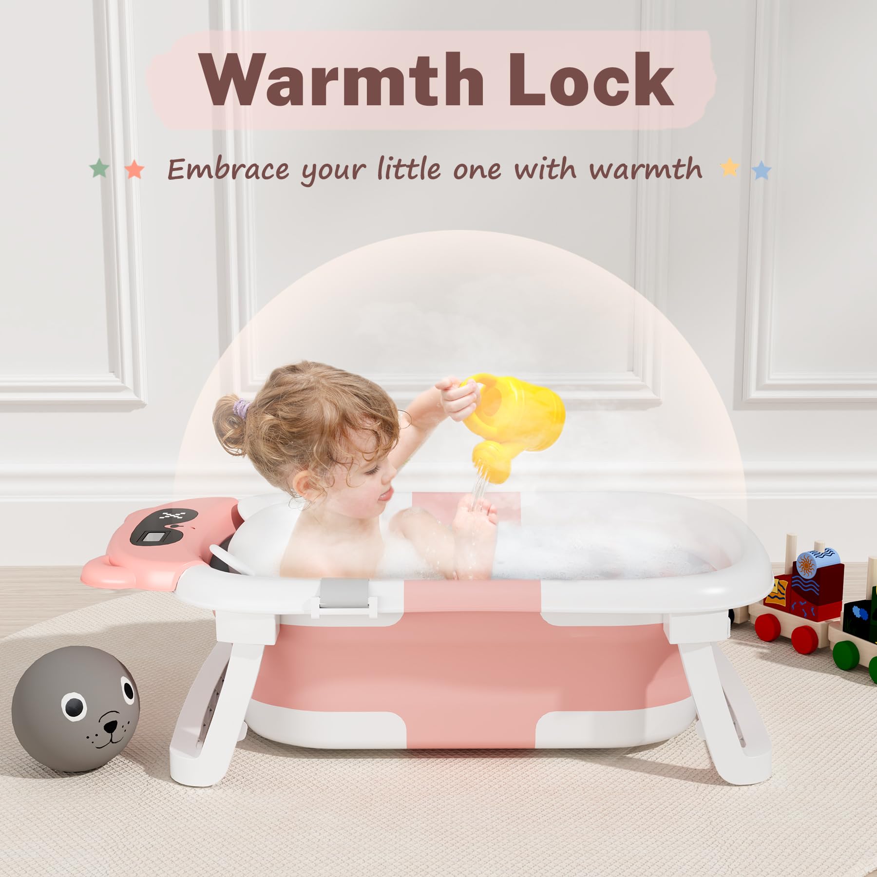 AVIDOR bath tub soft interior supports baby's spine.