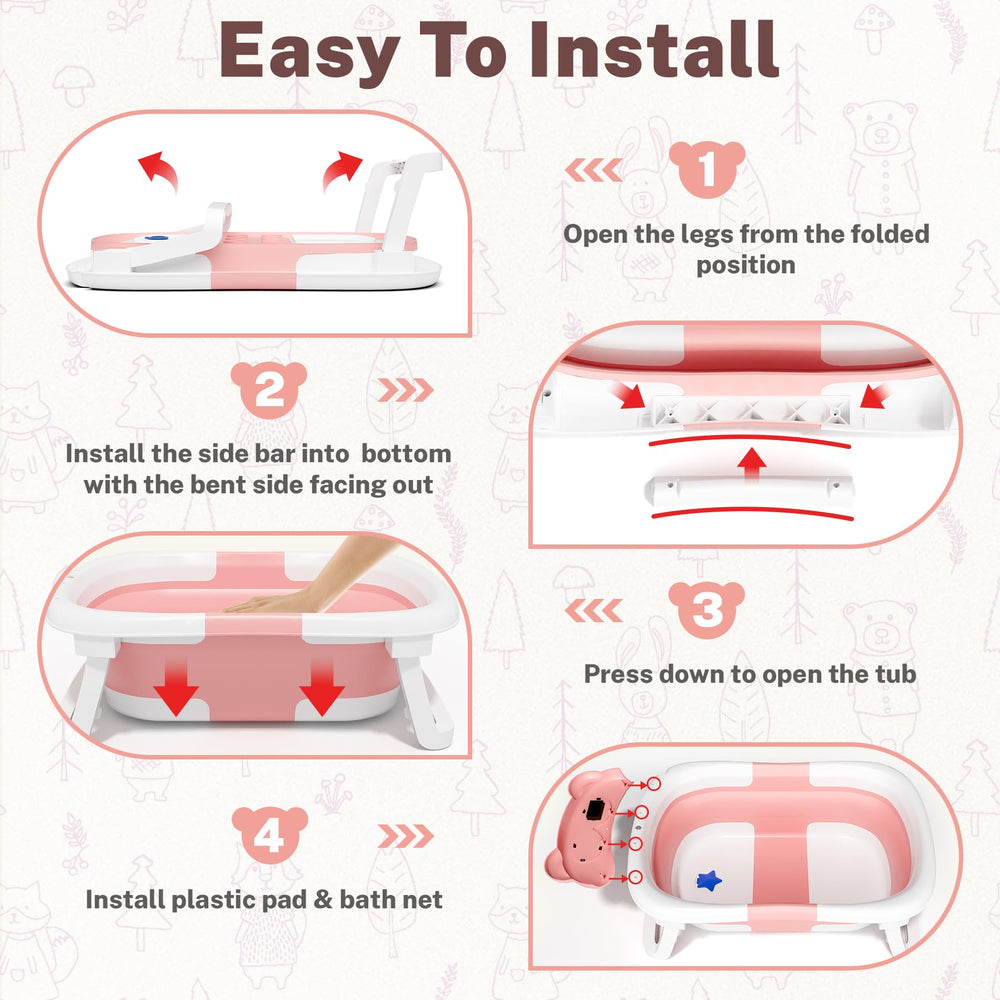 AVIDOR pink travel-friendly bath tub fits bags for outings.
