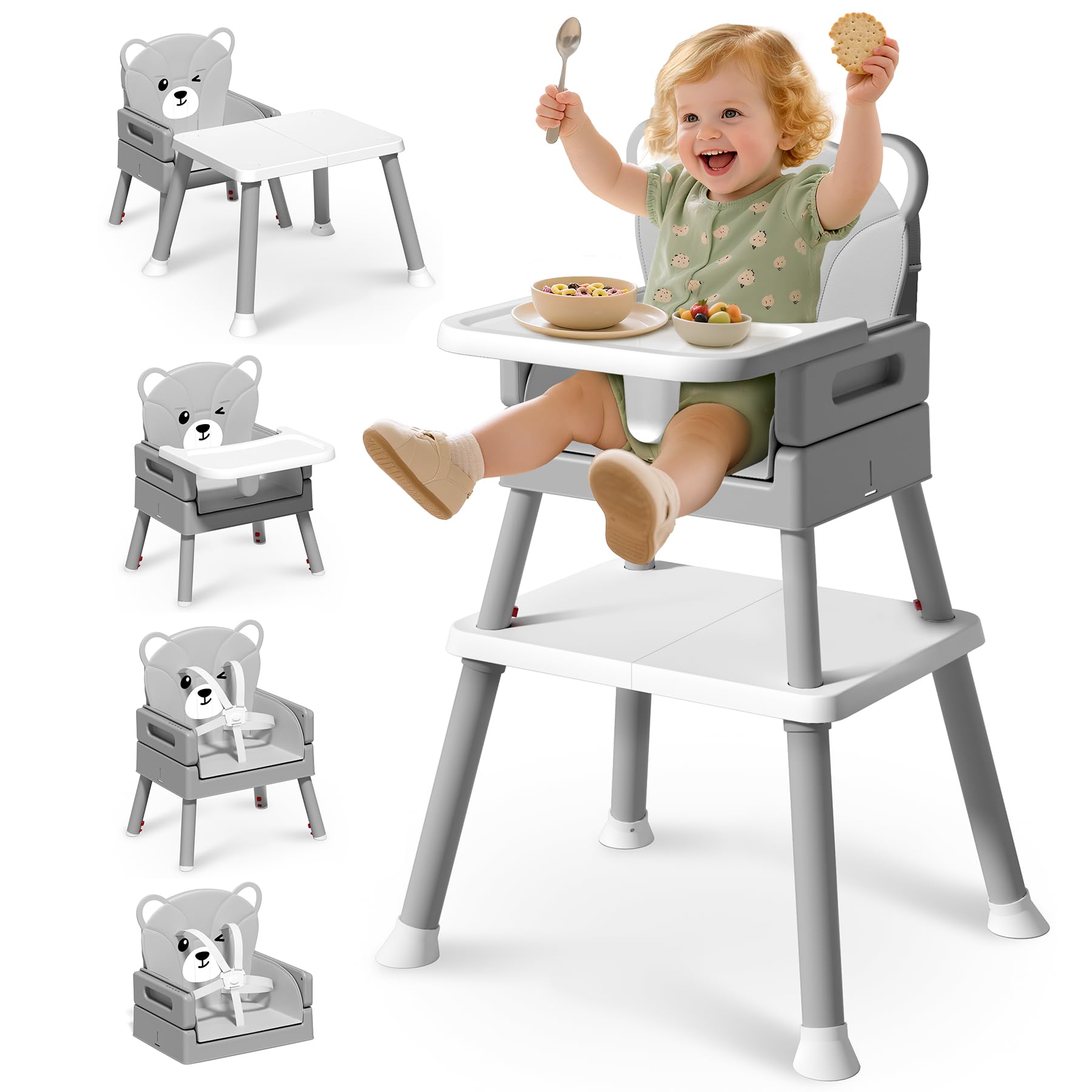 AVIDOR 6-in-1 highchair with adjustable seating for growing babies.