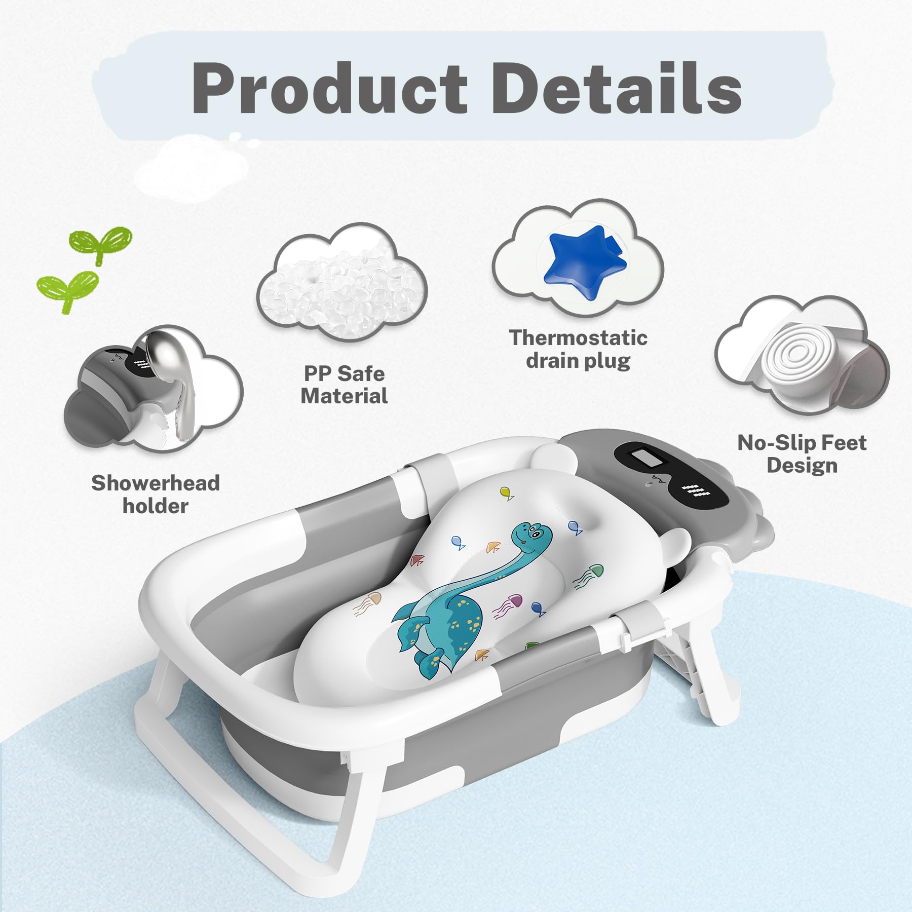 AVIDOR bath tub non-slip feet provide stable bath time.