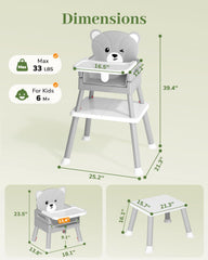 AVIDOR highchair tray area adjustable for easy feeding access.