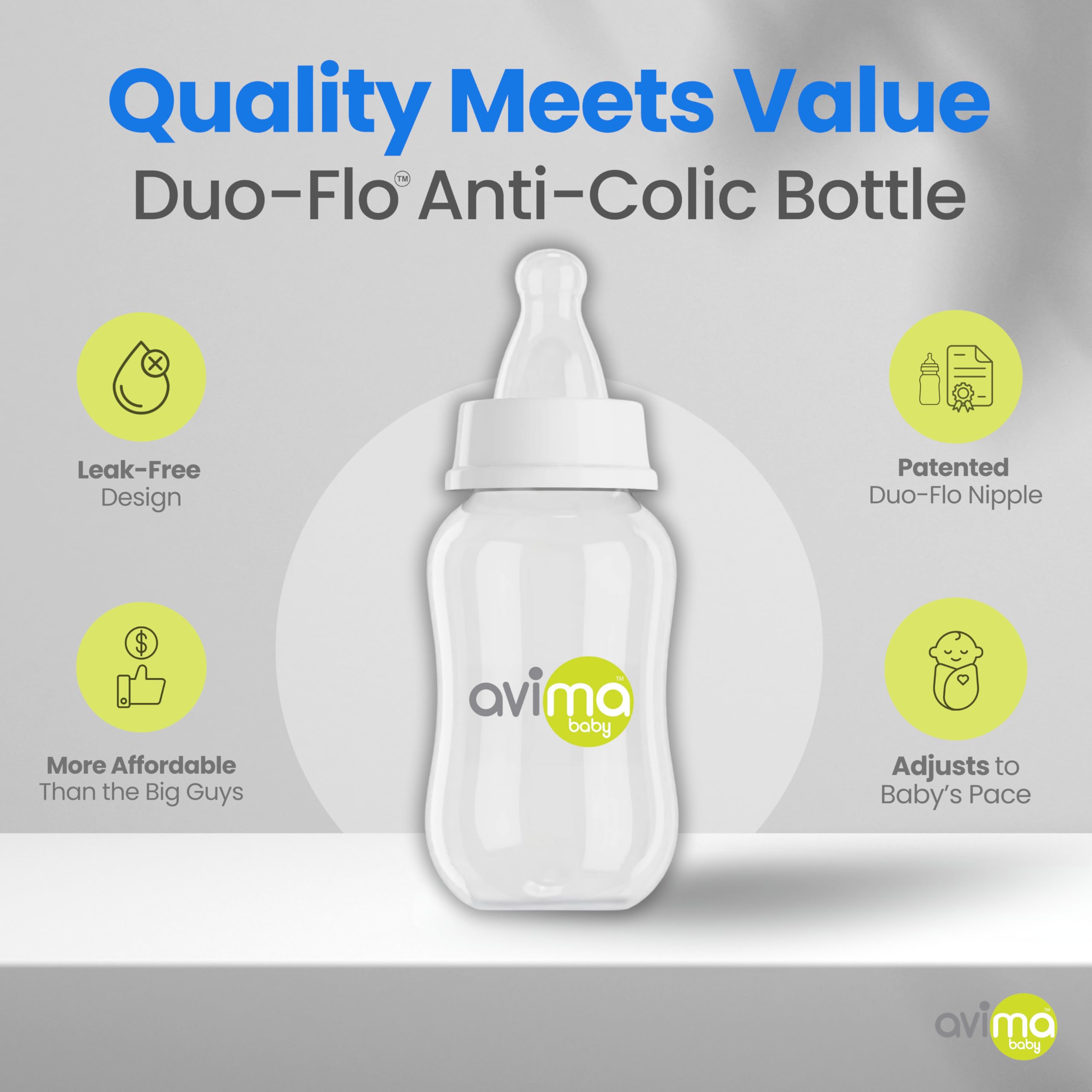 Avima 4 piece bottle design easy to clean and dishwasher safe.