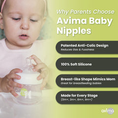 Avima Duo-Flo close-up showing dual valves that adjust flow for baby's pace.