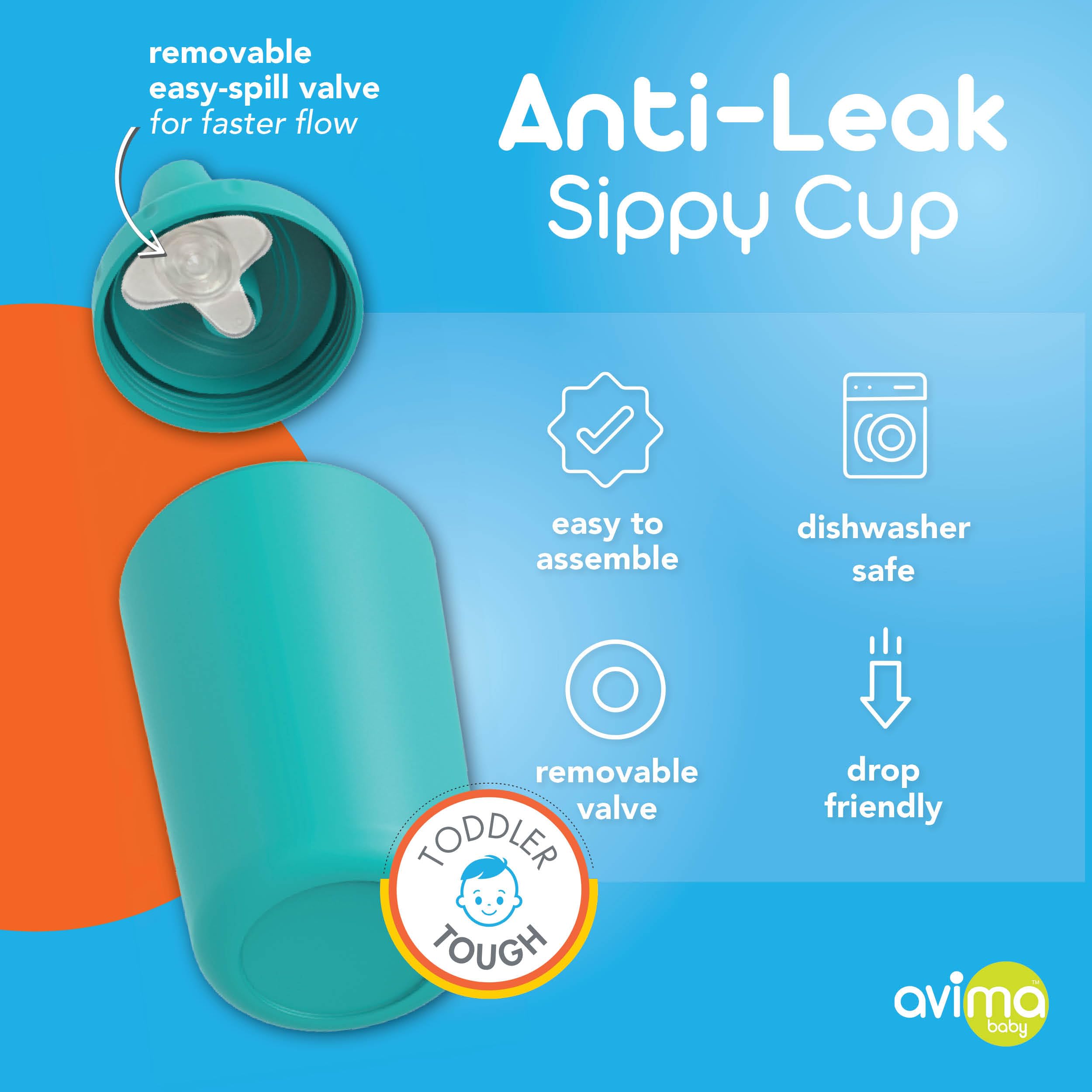 Avima spill-proof sippy cup 10oz in-diaper-bag photo ready for on-the-go use.