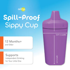 Avima spill-proof sippy cup 10oz spout detail enables easy-flow for growing toddlers.
