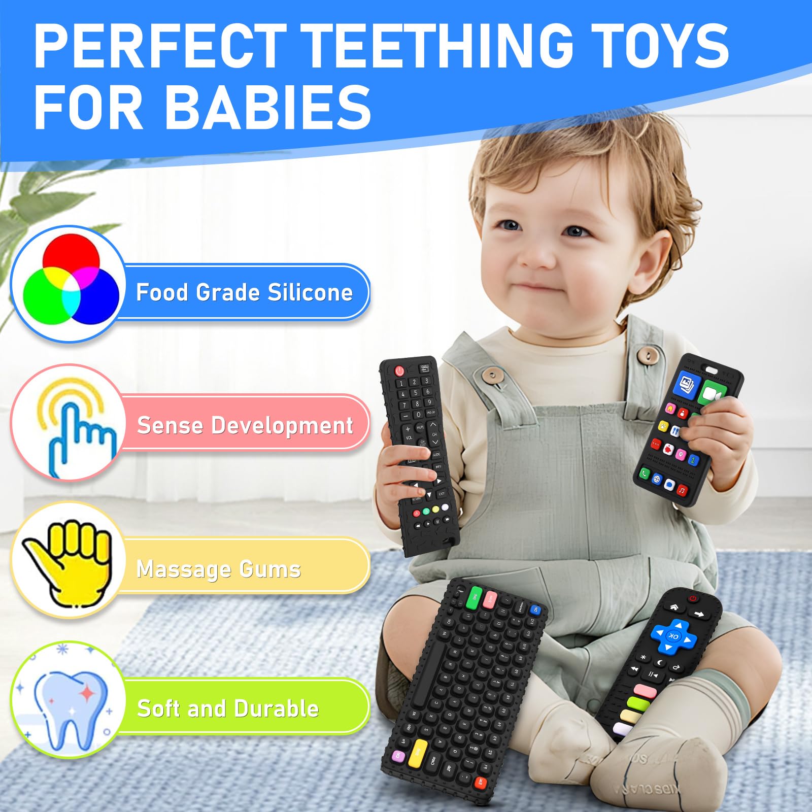 Avkast silicone baby teether with soft texture for safe gnawing.