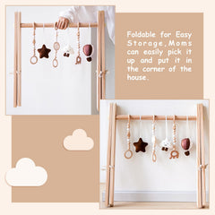 Avrsol wooden baby play gym toys set engages senses with six items