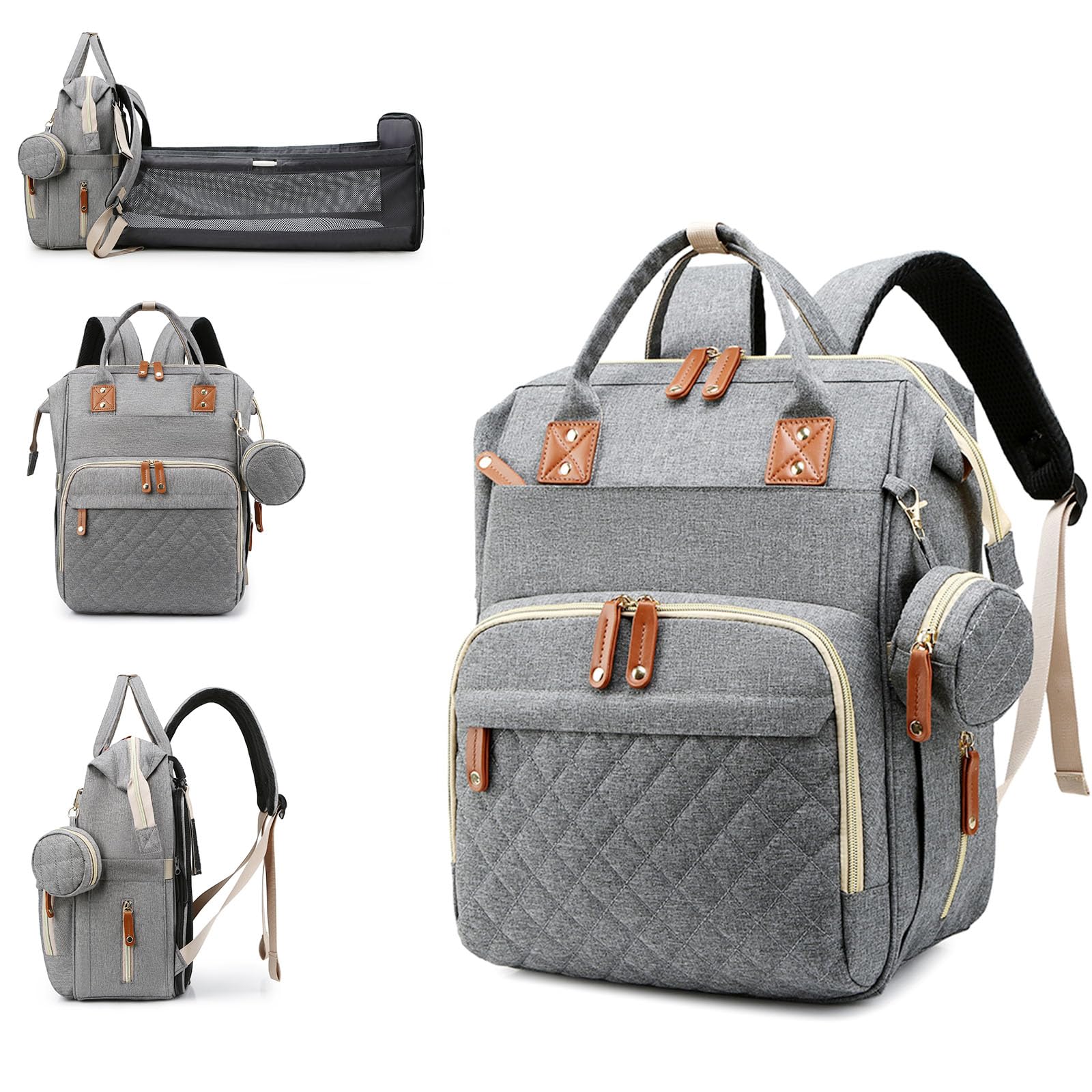 Awanhe diaper bag changing station in grey supports quick on-the-go diaper changes