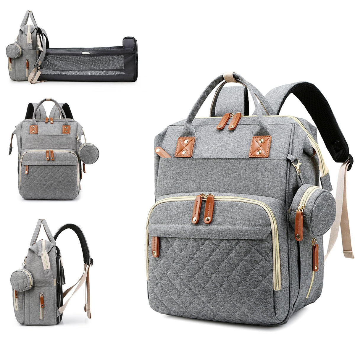 Awanhe diaper bag changing station in grey supports quick on-the-go diaper changes