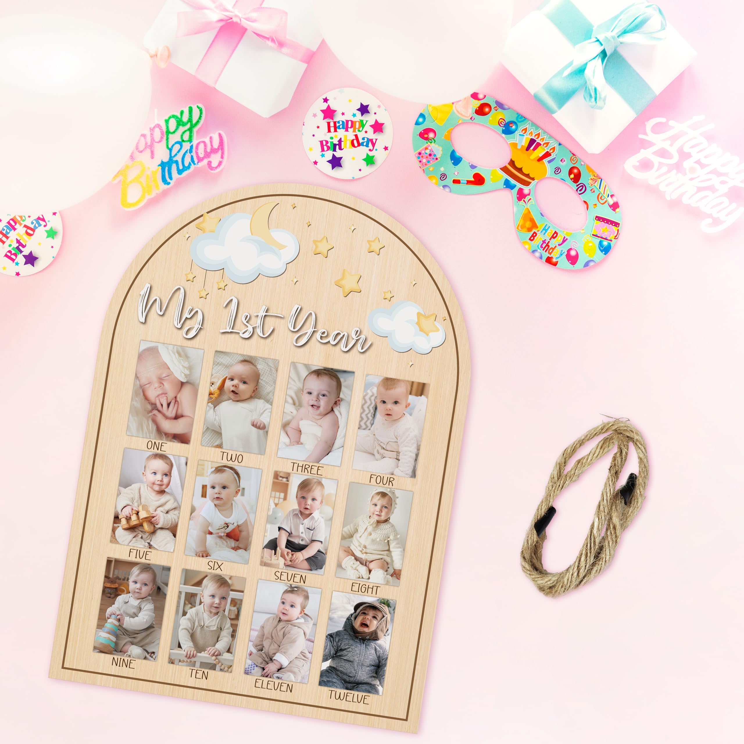 AWDSTN birthday party photo board serves as charming keepsake.