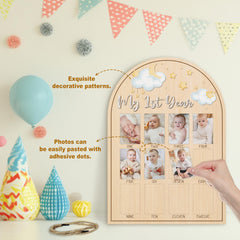 AWDSTN wooden baby snapshots display adds warm nursery decor.