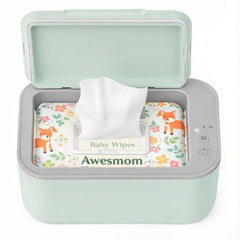 Awesmom baby wipe warmer front view shows convenient warming for diaper changes