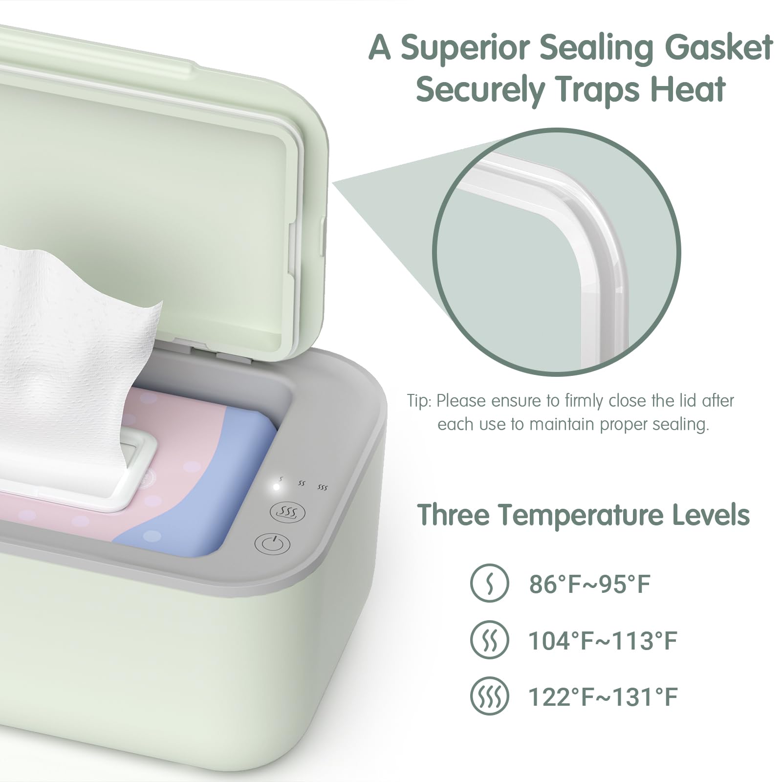 Awesmom temperature control panel highlights low medium high settings