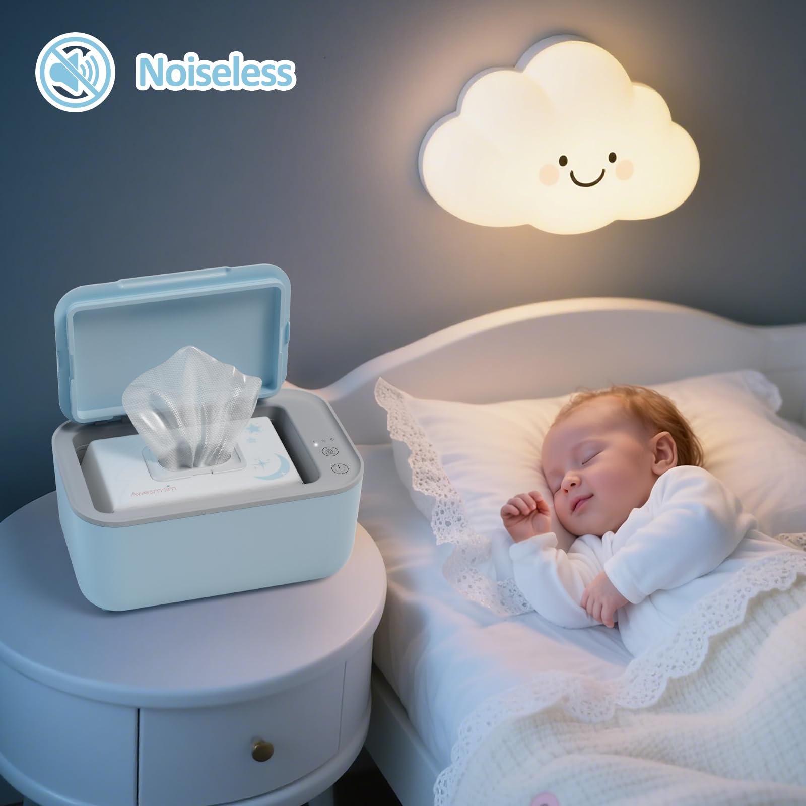 Awesmom constant warmth maintains moisture for ready wipes.